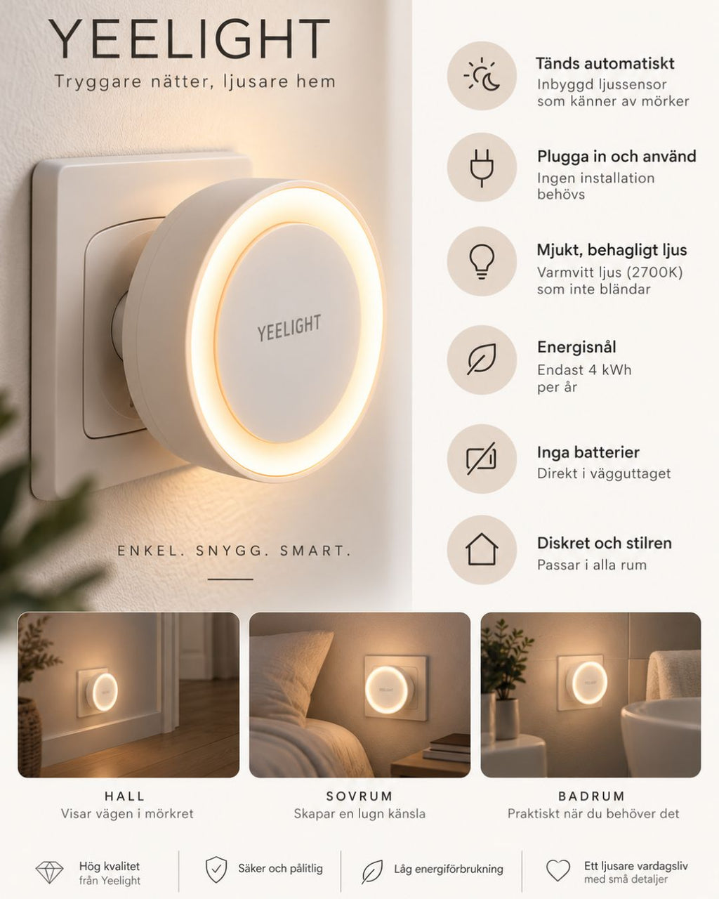 GlowSense™ – Automatisk nattlampa