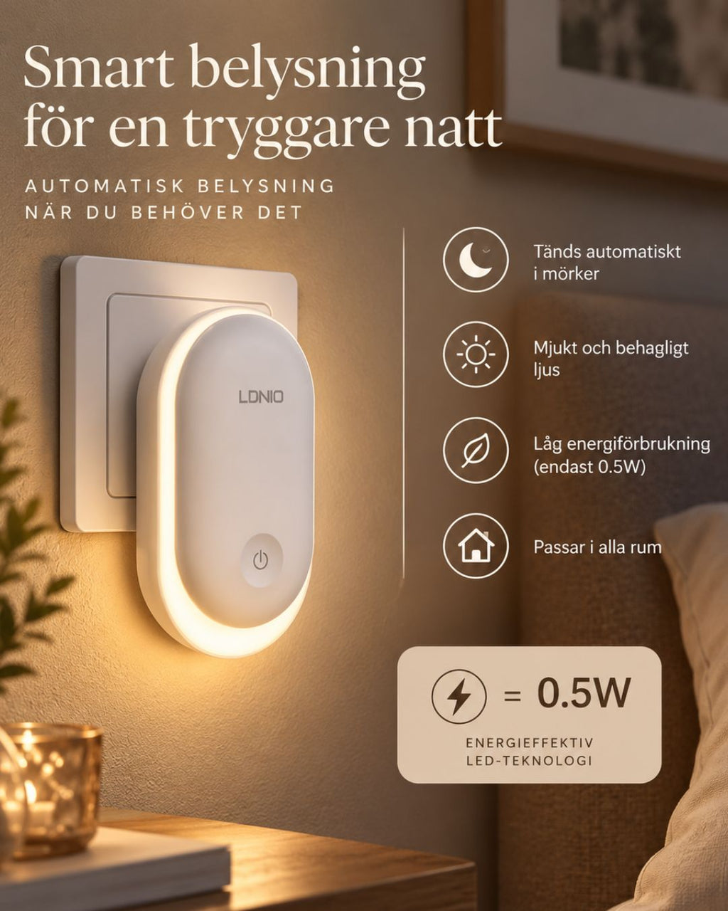 NightGlow™ – Automatisk nattlampa