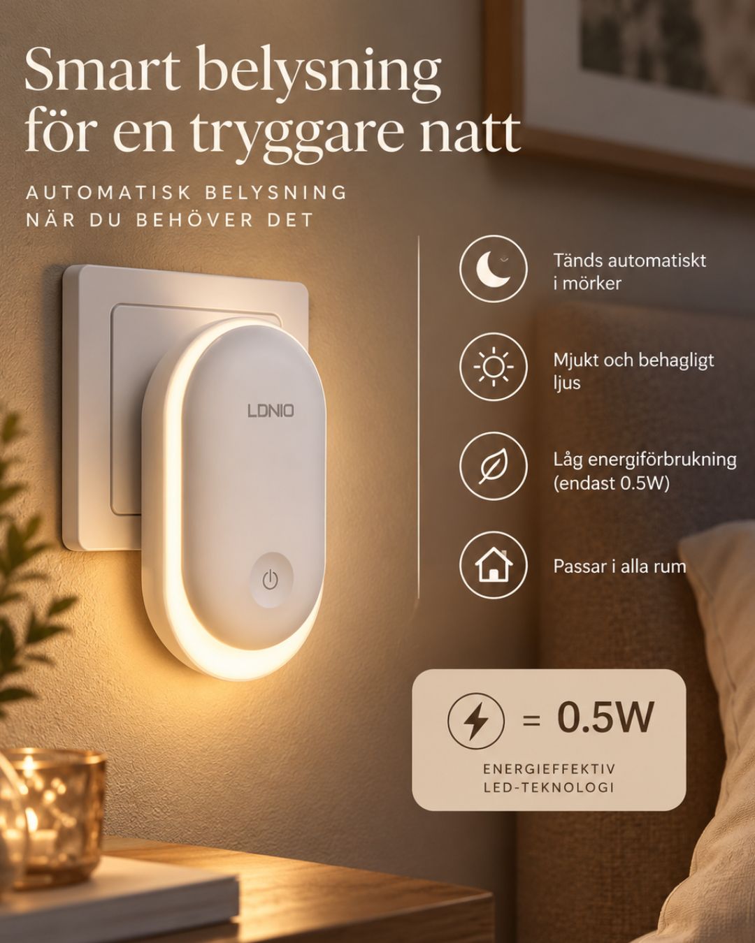 NightGlow™ – Automatisk nattlampa